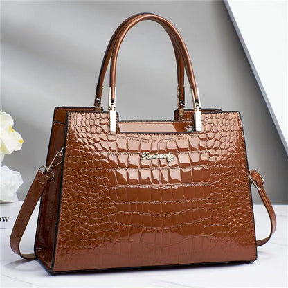 JansenStyle™ Wilja | Sac à main en cuir brillant avec motif crocodile