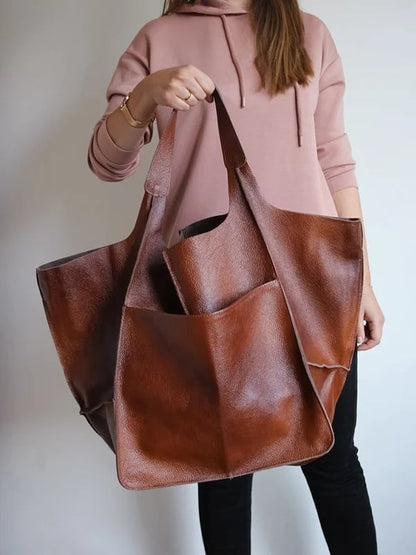 JansenStyle™ Xylia | Nouveau sac à main surdimensionné en cuir végétalien fait à la main.