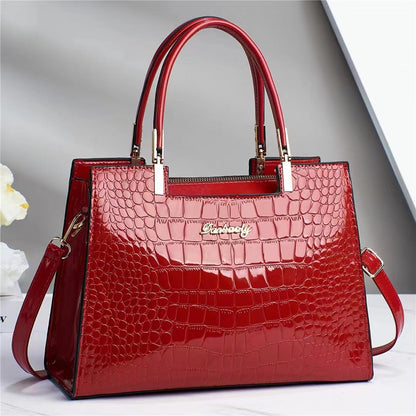 JansenStyle™ Wilja | Sac à main en cuir brillant avec motif crocodile