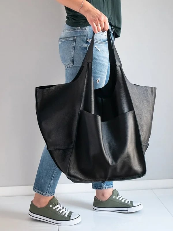 JansenStyle™ Xylia | Nouveau sac à main surdimensionné en cuir végétalien fait à la main.