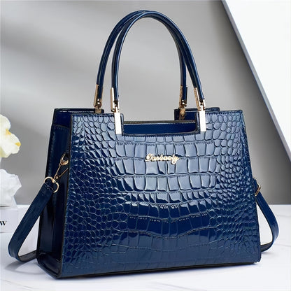 JansenStyle™ Wilja | Sac à main en cuir brillant avec motif crocodile