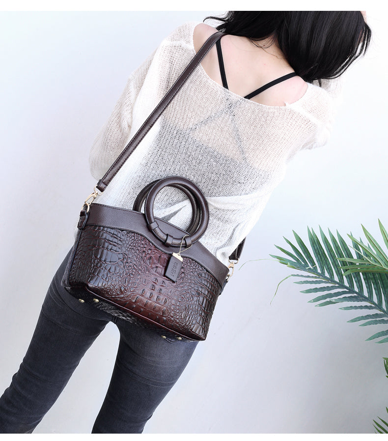 JansenStyle™ Talisa - Sac élégant en cuir de crocodile avec détails faits main.