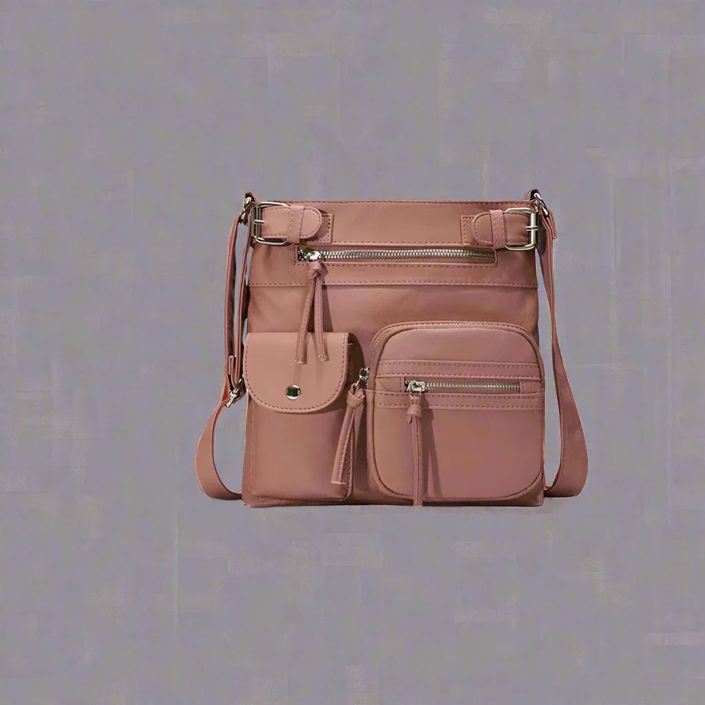 JansenStyle™ Zara | Sac à bandoulière en cuir souple à compartiments multiples.