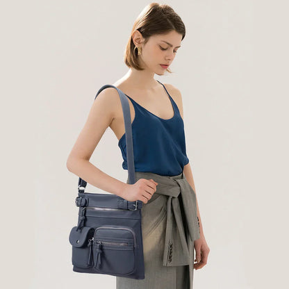 JansenStyle™ Zara | Sac à bandoulière en cuir souple à compartiments multiples.