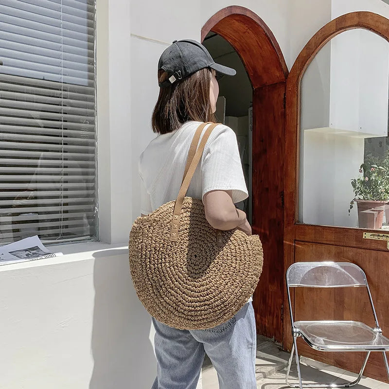 JansenStyle™ Zoë | Sac à main en paille élégant et multifonctionnel fait à la main