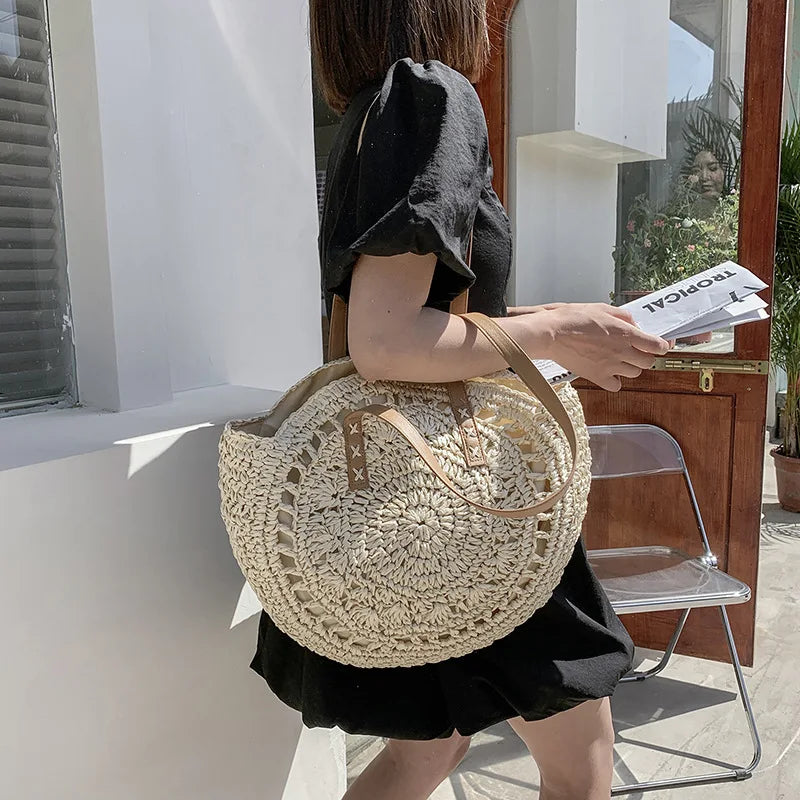 JansenStyle™ Zoë | Sac à main en paille élégant et multifonctionnel fait à la main