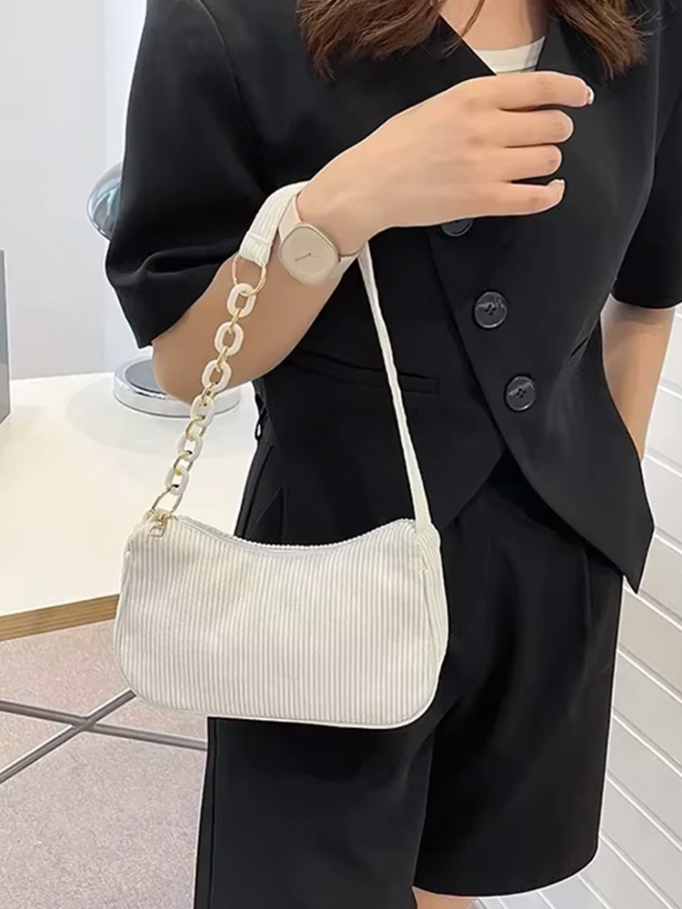 Violet Coduroy Shoulder bag | Handbag | Vintage Clutch White