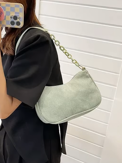 Violet Coduroy Shoulder bag | Handbag | Vintage Clutch Green