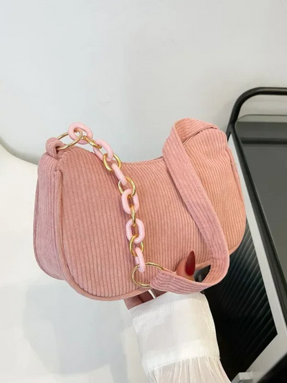 Violet Coduroy Shoulder bag | Handbag | Vintage Clutch Pink