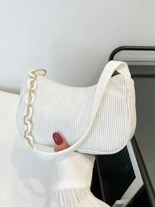 Violet Coduroy Shoulder bag | Handbag | Vintage Clutch White