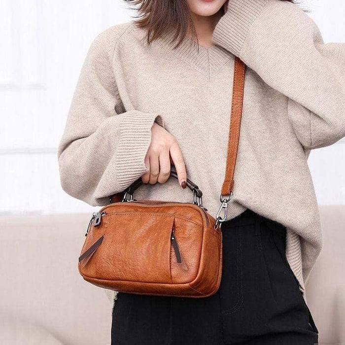 JansenStyle™ Tanja | Sac en cuir souple fait main avec plusieurs compartiments