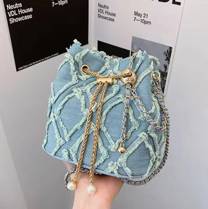 BohoVibe - Sac à bandoulière en denim rétro tendance