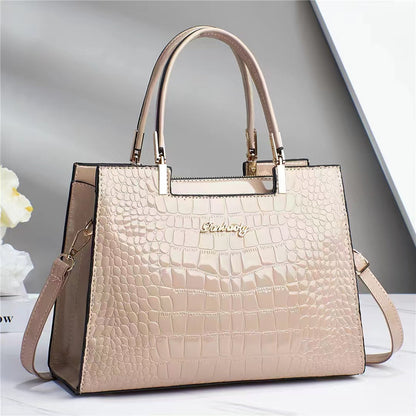 JansenStyle™ Wilja | Sac à main en cuir brillant avec motif crocodile