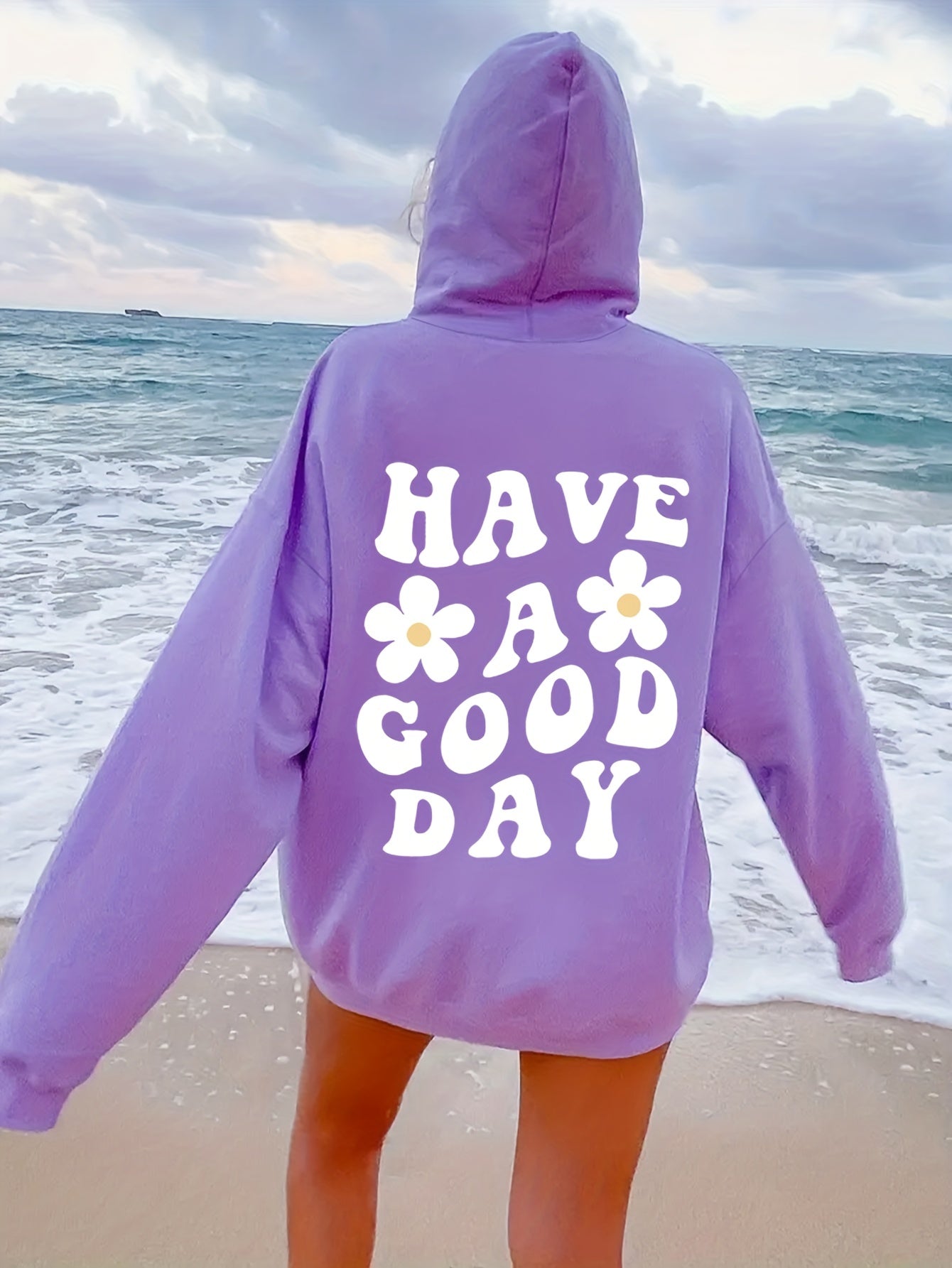 Coco-Mode | Hoodie oversized décontracté avec imprimé "Have A Good Day" et sac parfait pour l'automne/hiver