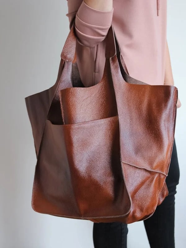 JansenStyle™ Xylia | Nouveau sac à main surdimensionné en cuir végétalien fait à la main.