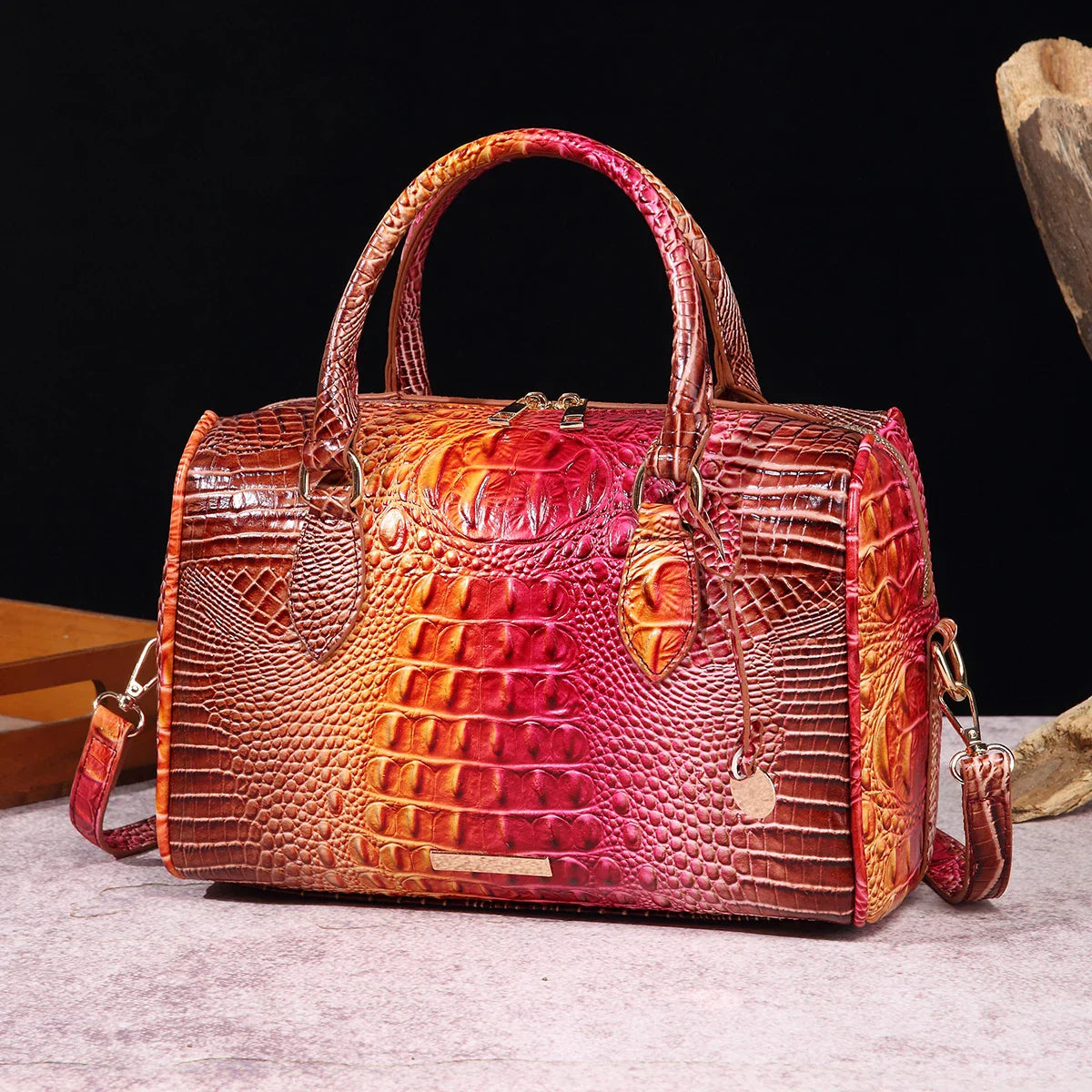 LuxeGleam - Sac à main en croco pour femmes