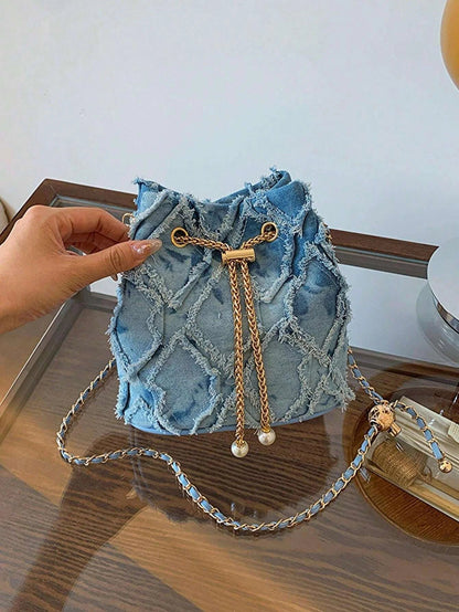 BohoVibe - Sac à bandoulière en denim rétro tendance