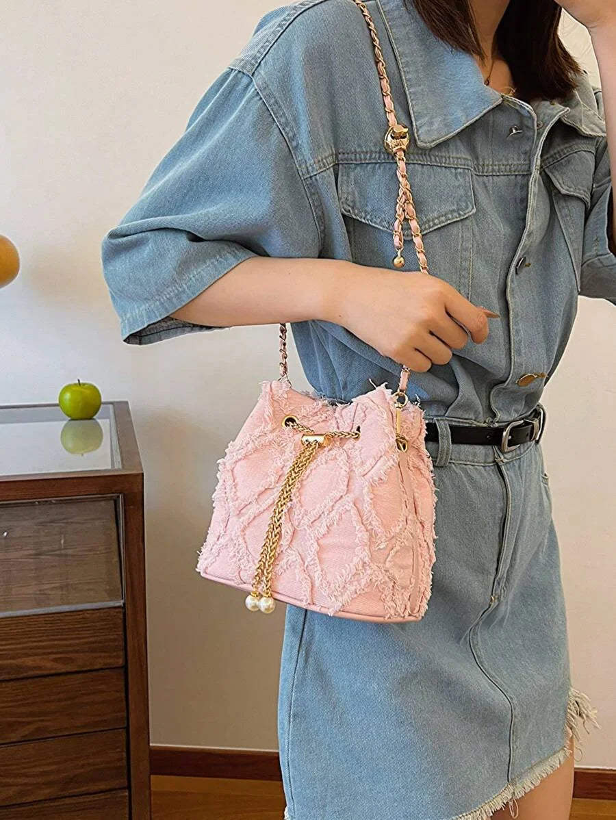 BohoVibe - Sac à bandoulière en denim rétro tendance