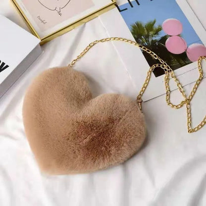 Love - Sac à bandoulière en peluche avec cœur