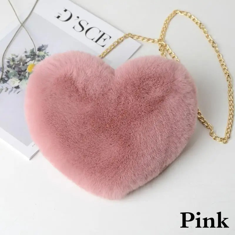 Love - Sac à bandoulière en peluche avec cœur