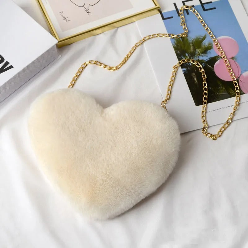 Love - Sac à bandoulière en peluche avec cœur