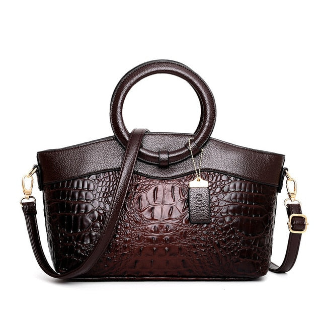 JansenStyle™ Talisa - Sac élégant en cuir de crocodile avec détails faits main.